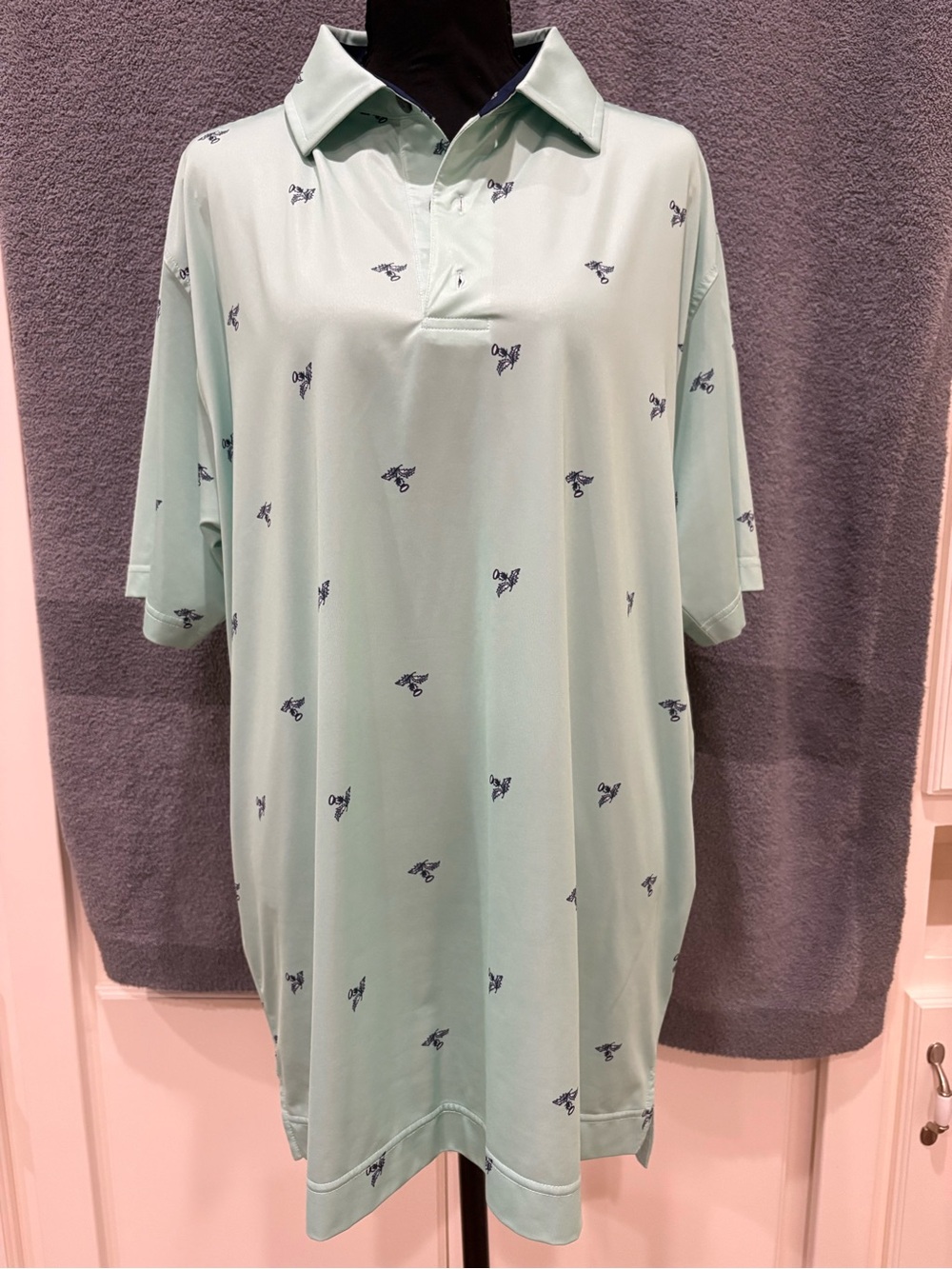 FootJoy Mint Green Polo Shirt with Navy Logo Print